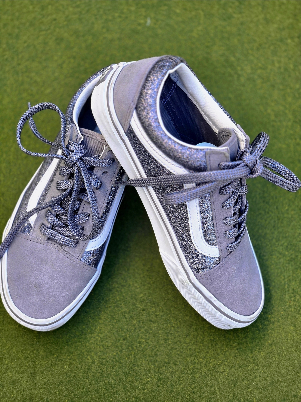 Vans 7 OLD SKOOL Glitter Low-Top Sneakers GREAT TREAD SPARKLY Y2K SKATER VIBES - Picture 9 of 14